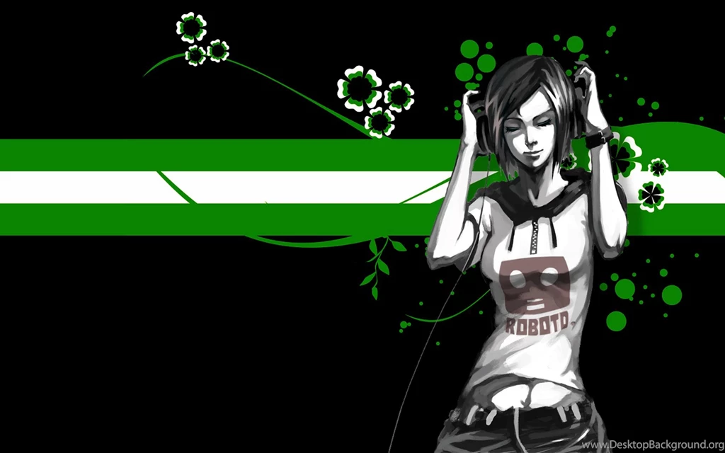 Green Women Abstract Headphones Girl HD Wallpapers   1766240