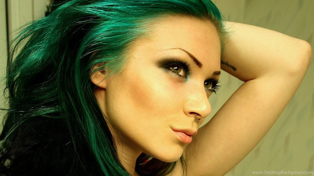 Girl Green Hair Piercing Tattoos Hd Wallpapers