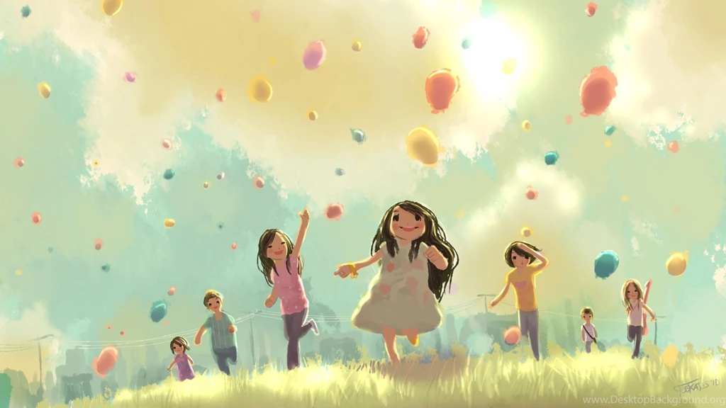 Download Wallpapers 1920x1080 Children, Jump, Run, Grass, Holiday ...