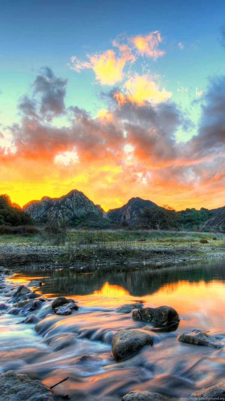 Download Wallpapers 750x1334 Landscape, Usa, River, Sky, Malibu ...