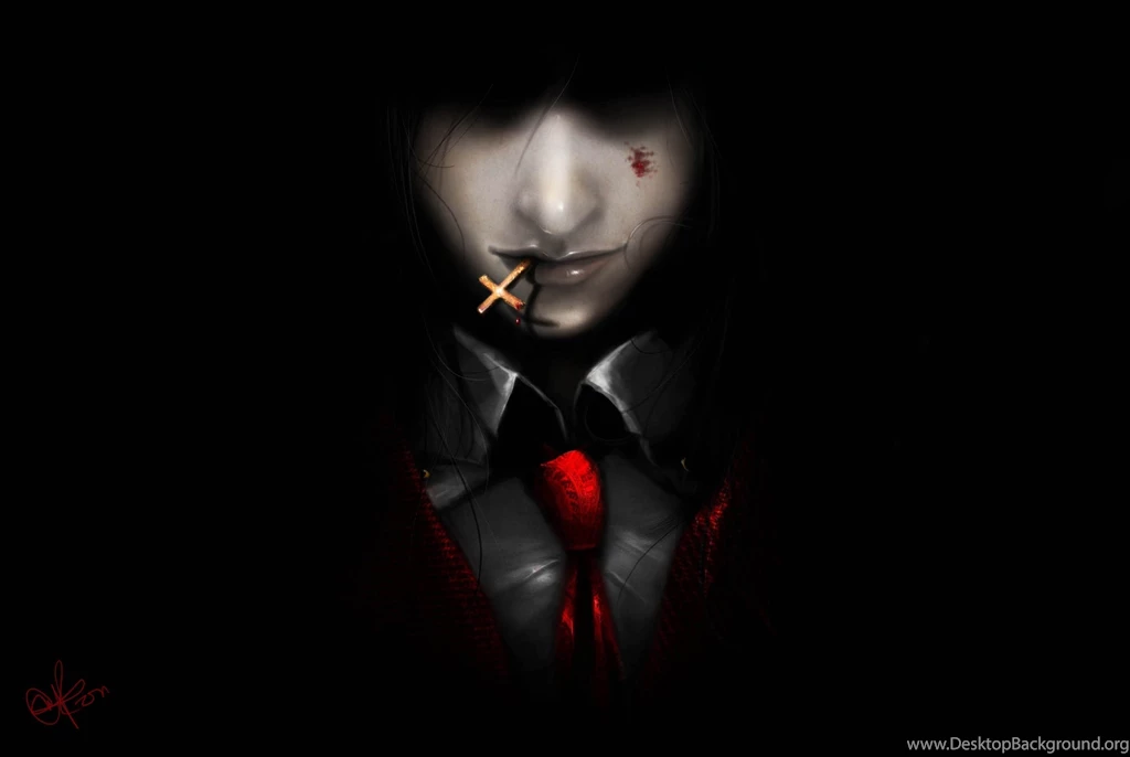 Art Hellsing Alucard Demon Vampire Man Cross Dark Backgrounds Tie ...