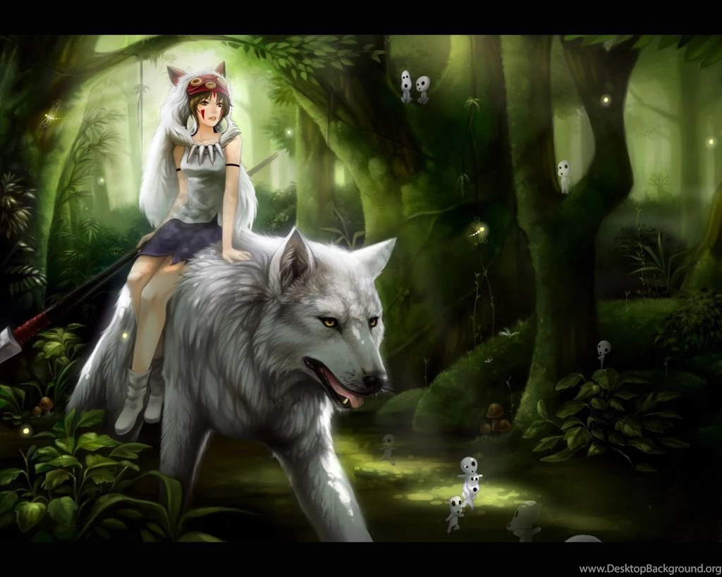 Wallpapers Princess Mononoke, Anime, Girl, Wolf, Forest Desktop ...