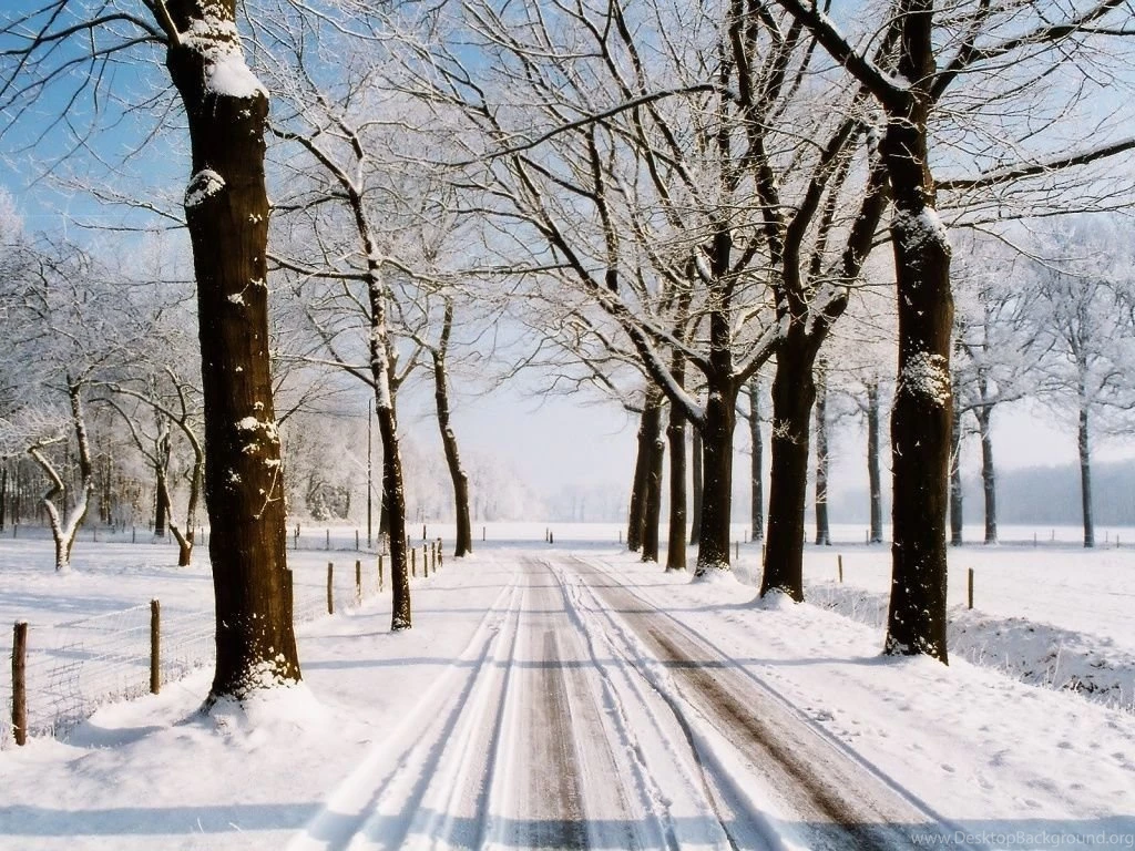 1024x768 Winter Country Road Desktop PC And Mac Wallpapers
