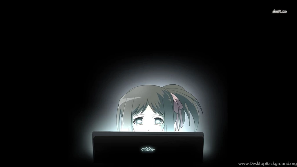 Girl With Computer Wallpapers   Anime Wallpapers
