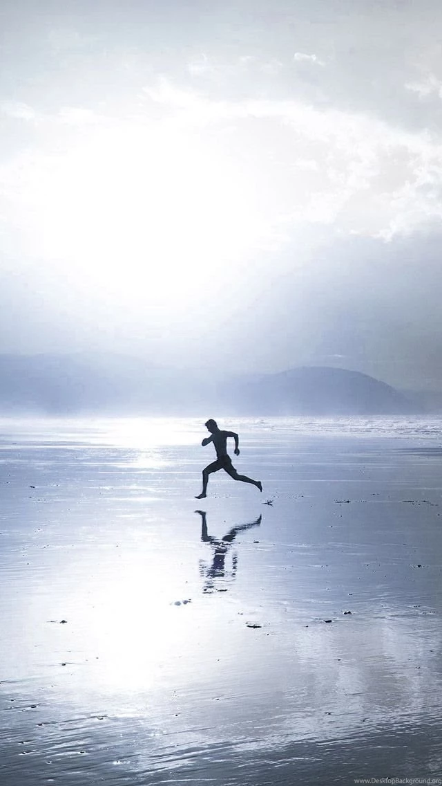 Running At Beach Dawn iPhone 5s Wallpapers Download