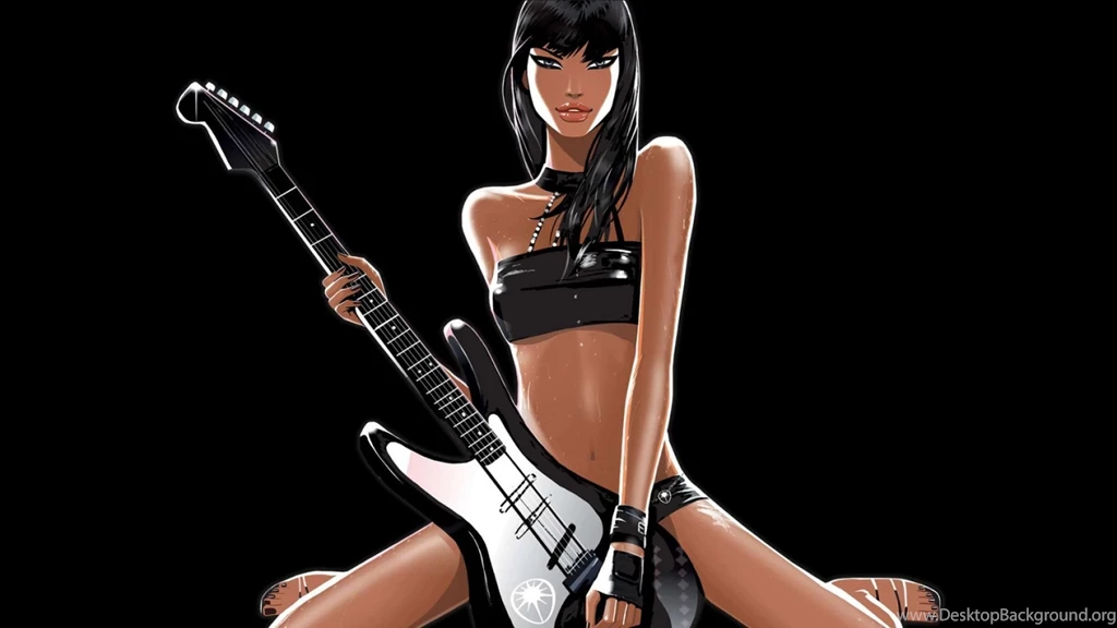Download Wallpapers 1920x1080 Vector, Girl, Beautiful, Guitar Full ...