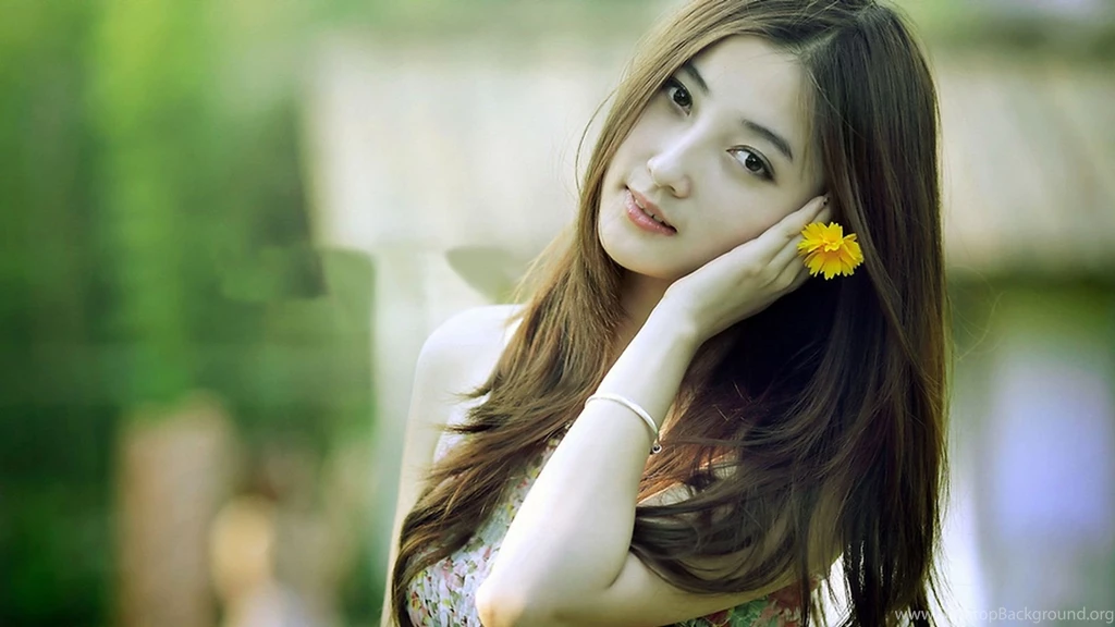 Download Wallpapers 1920x1080 Girl, Flower, Asian, Model Full HD ...
