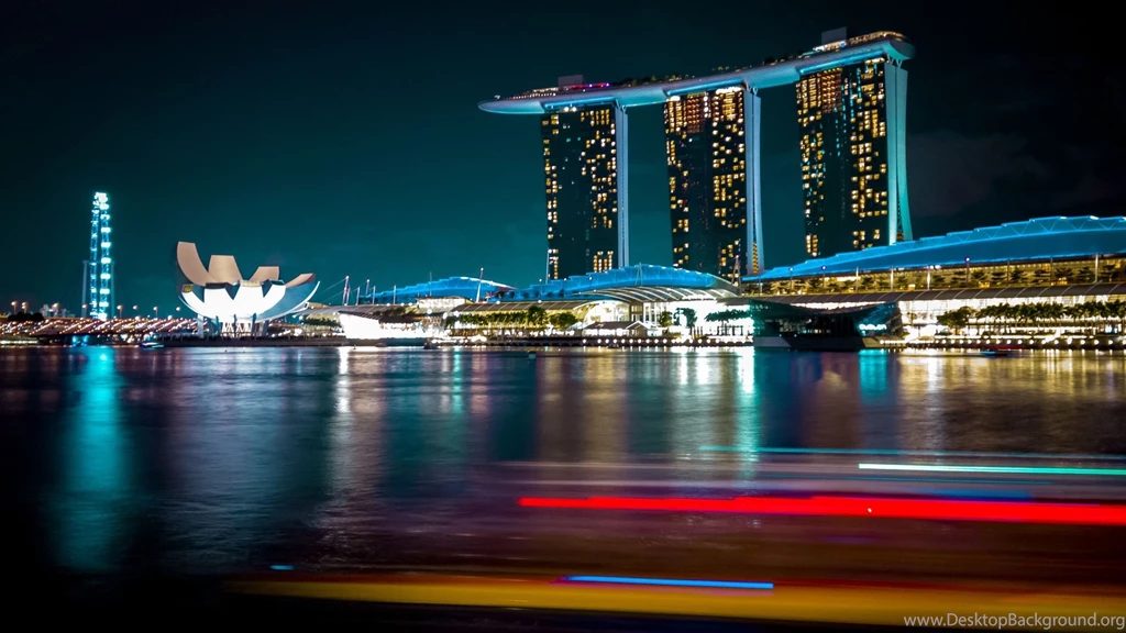 Singapore Architecture Travel Buildings Night City Lights Bokeh ...