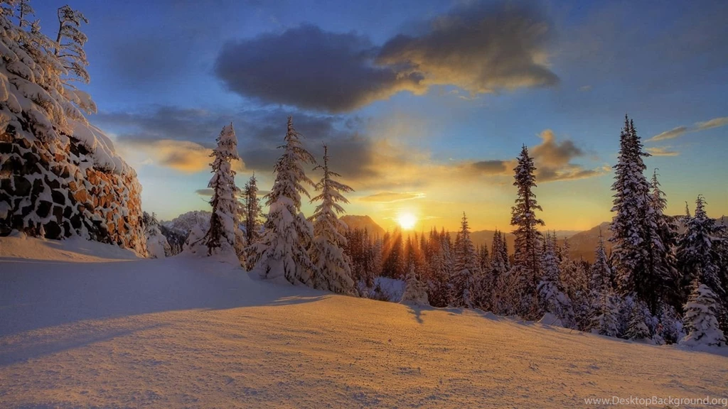Mount Rainier National Park Winter Sunset Wallpapers 1366x768 ...