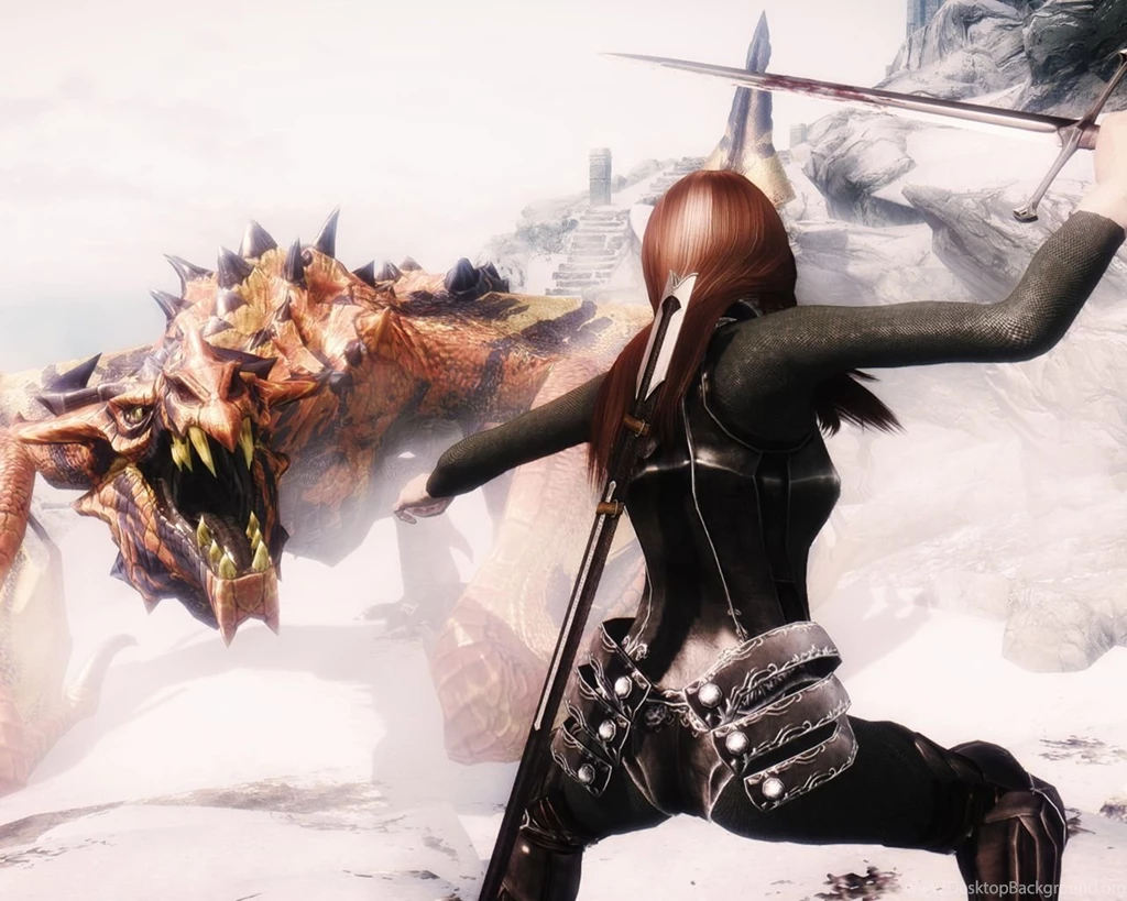 Elder scrolls v skyrim facing dragon by dead end thrills.jpg