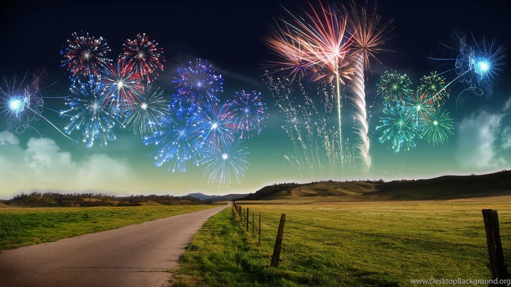 Bright Fireworks Field Scenery Wallpapers Widescreen And HD ...