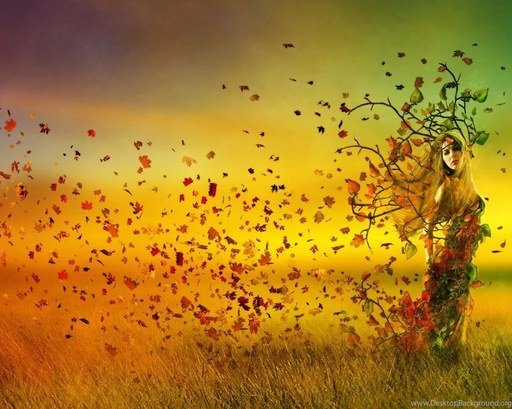 Download Wallpapers 1280x1024 Autumn, Girl, Leaves, Nature ...