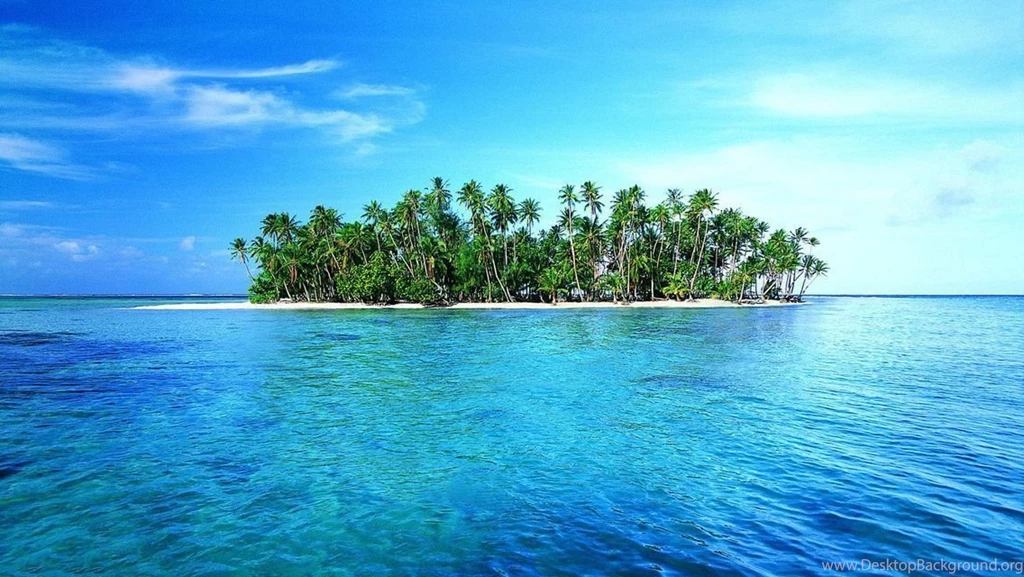 Lonely Island With White Sand And Green Tropic Palms Wallpapers ...