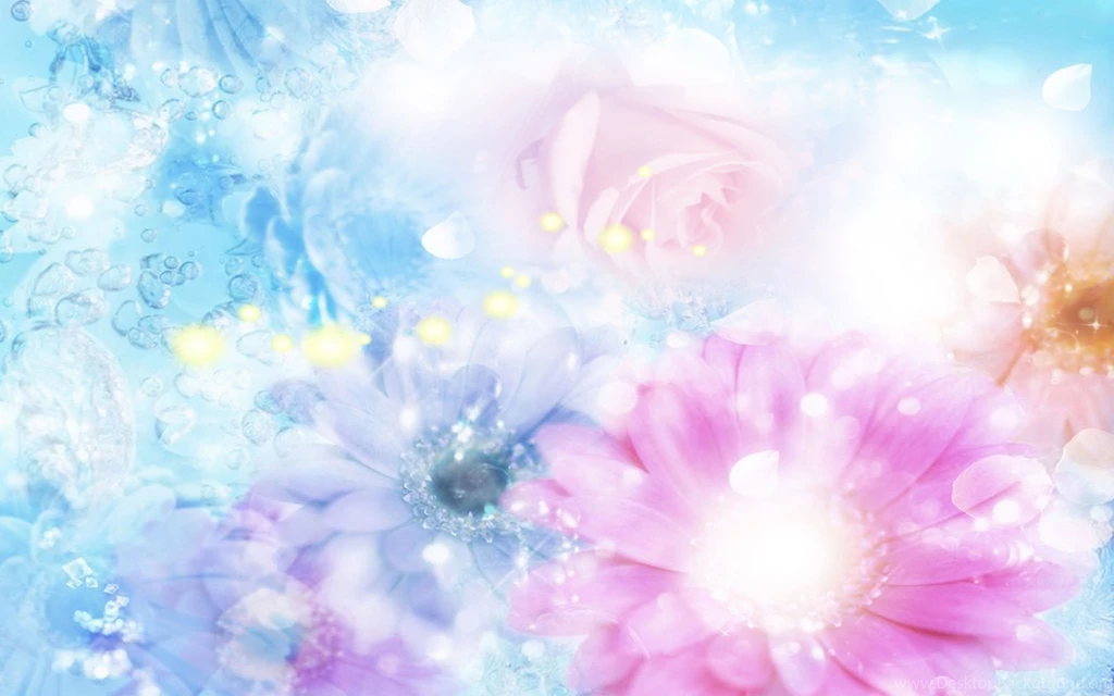 Download Wallpapers 3840x2400 Pink, Blue, Flowers, Blurred ...