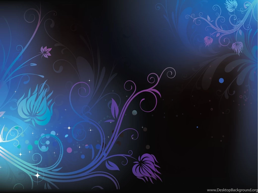 Flowers On Darkblue With Stars Powerpoint Templates Black, Blue ...