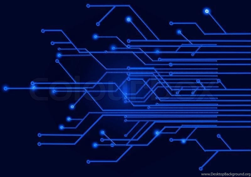 Circuit Board On A Dark Blue Backgrounds