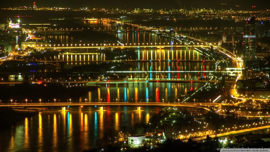 Bridges: Light Bridges Danube Vienna River City Lights Night ...