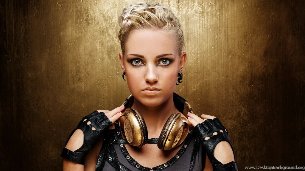 Download 1920x1080 Girl With Golden Headphones Wallpapers