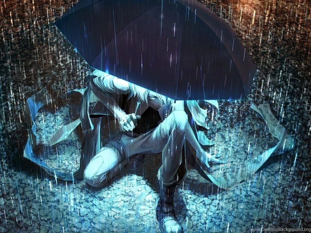 1024x768 Anime Guy Umbrella Wallpapers