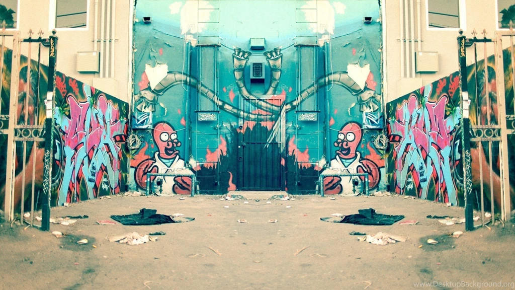Futurama Bender Mirrors Graffiti Dr Zoidberg Street Art Alley ...