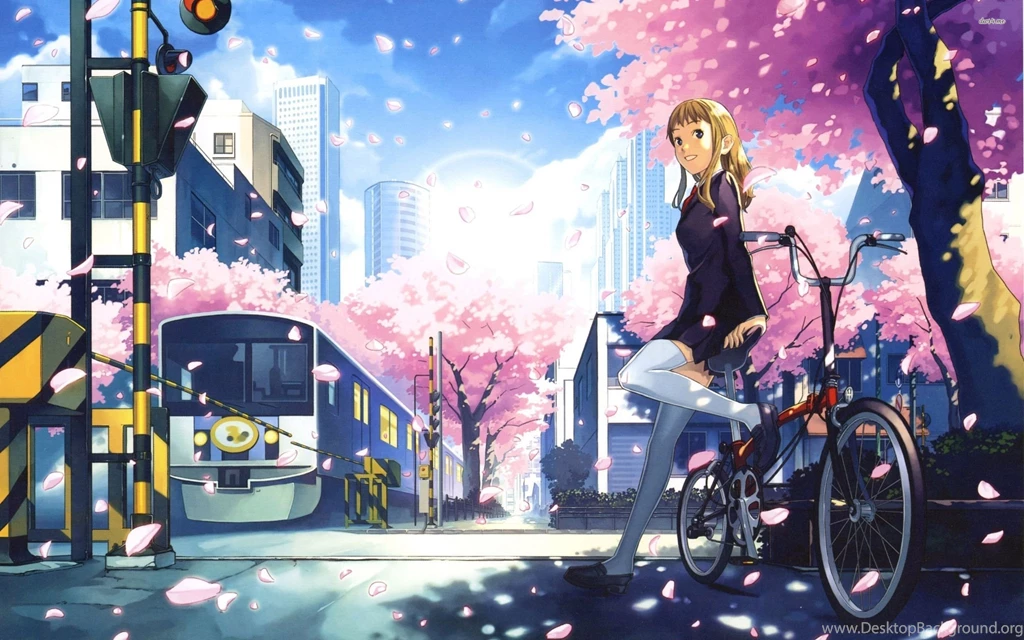 Schoolgirl On Her Bike Wallpapers Anime Wallpapers