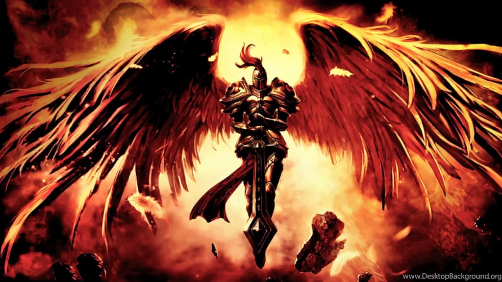 Art League Of Legends Wings Sword Warrior Fantasy Wallpapers ...