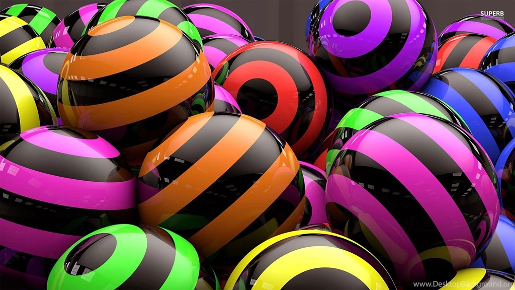 Striped Colorful Spheres Wallpapers 3D Wallpapers