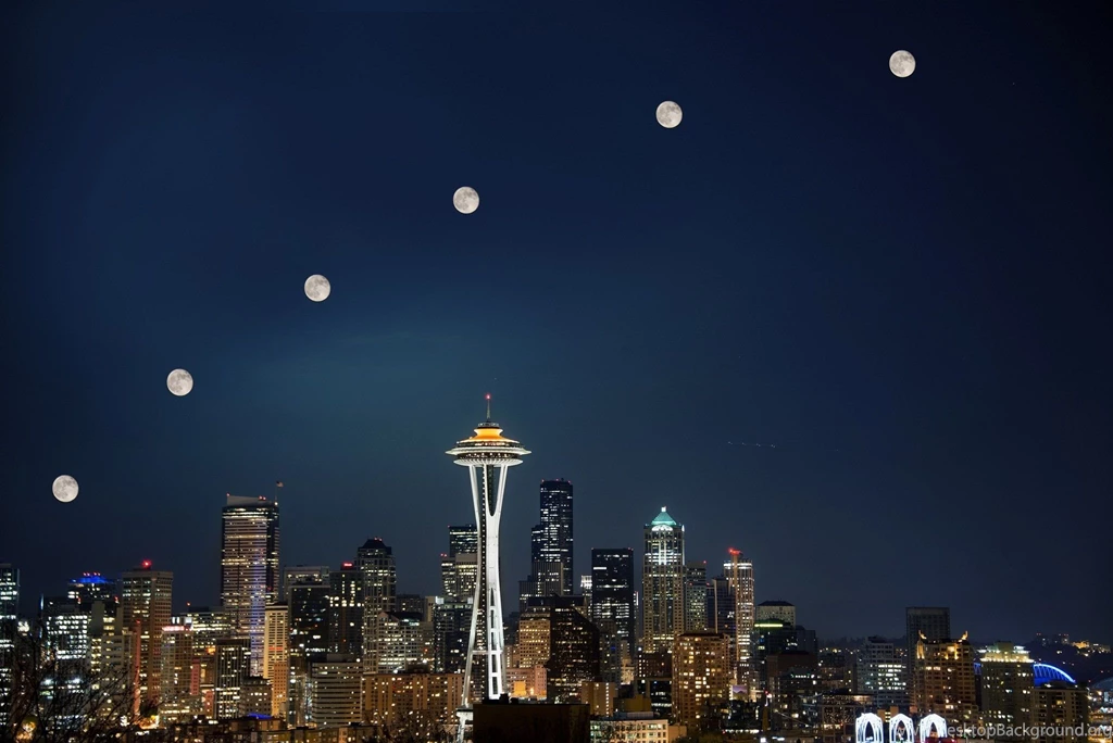 Other Seattle Super Moon City Light Budynki Ksiezyc Architektura ...