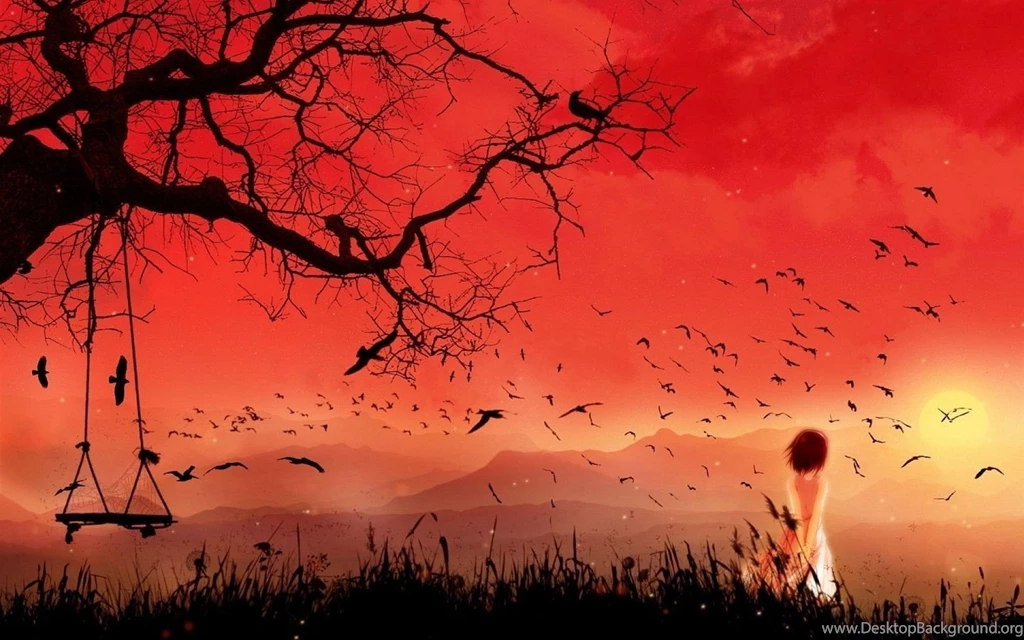 1440x900 Anime Girl Sunset Wallpapers