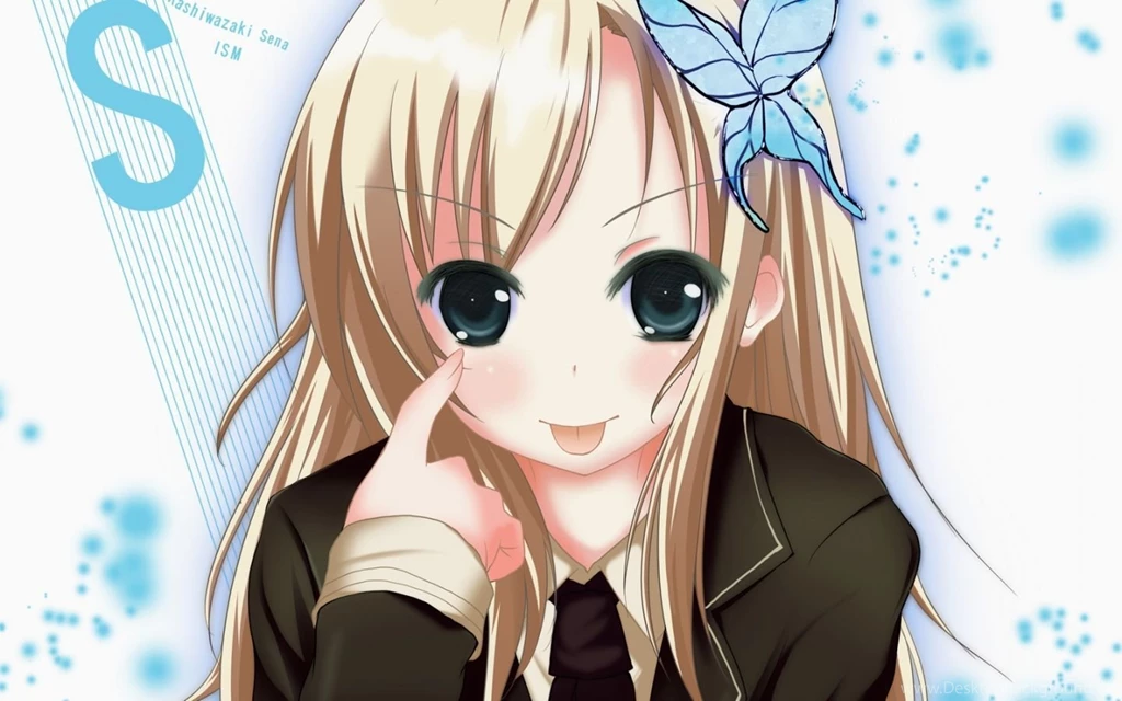 Download Wallpapers 1440x900 Anime, Girl, Blonde, Butterfly, Hair ...