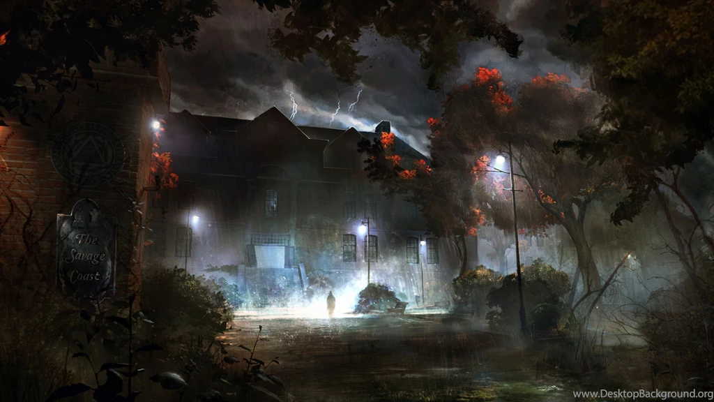 Download Wallpapers 2560x1440 Rain, House, Wood, Lightning, Sign ...