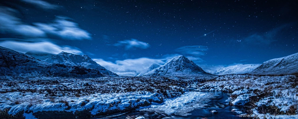 Download Wallpapers 2560x1024 Night, Sky, Stars, Mountains, Stream ...