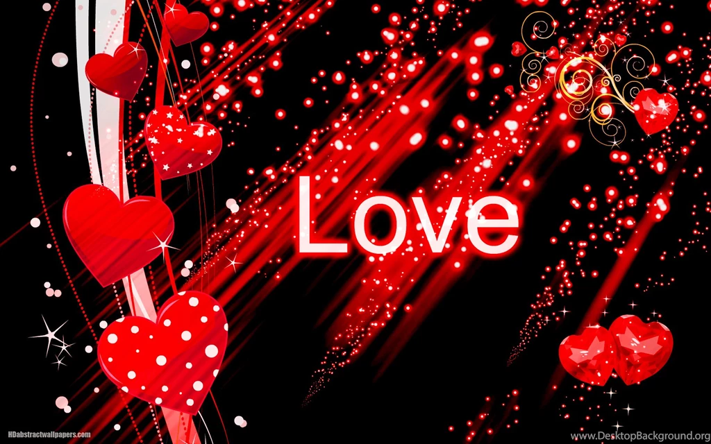 Black Abstract Wallpapers With Red Love Hearts