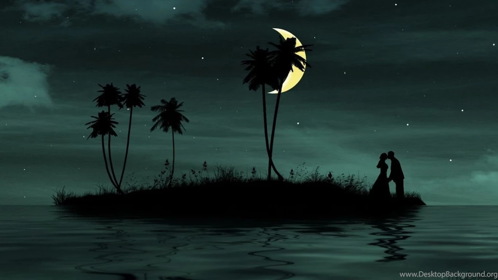 Download Wallpapers 1366x768 Couple, Love, Kiss, Island, Dark ...