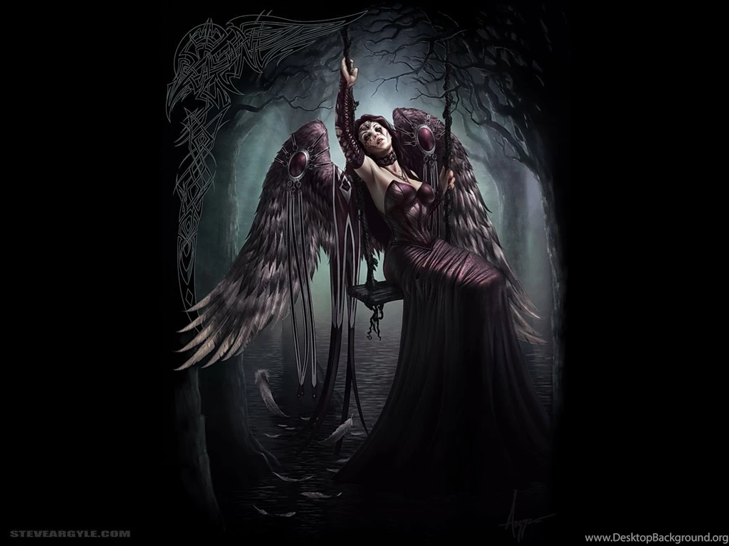 Wings Trees Feathers Gothic Fantasy Art Swings Steve Argyle Black ...