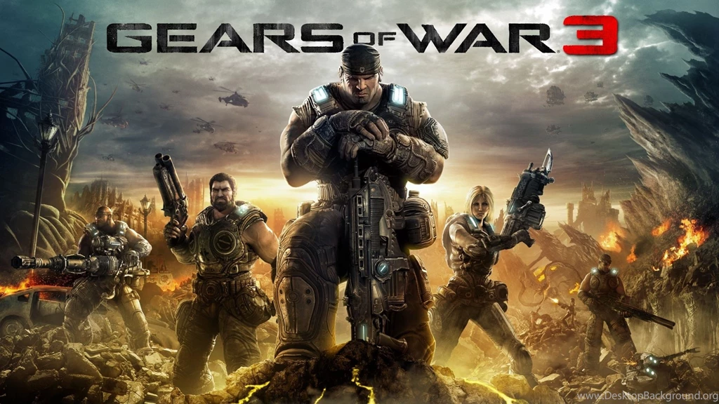 Download Wallpapers 3840x2160 Gears Of War 3, Characters, City, Sky ...