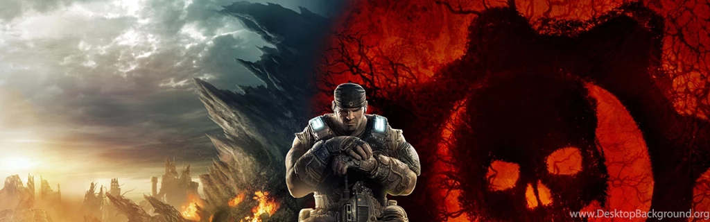 Download Wallpapers 3840x1200 Gears Of War, Monster, Shooting ...