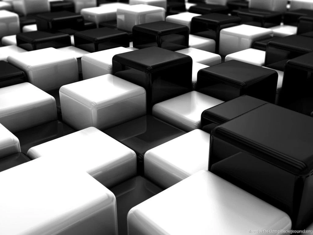 Download 1024x768 Black And White 3D Cubes Wallpapers