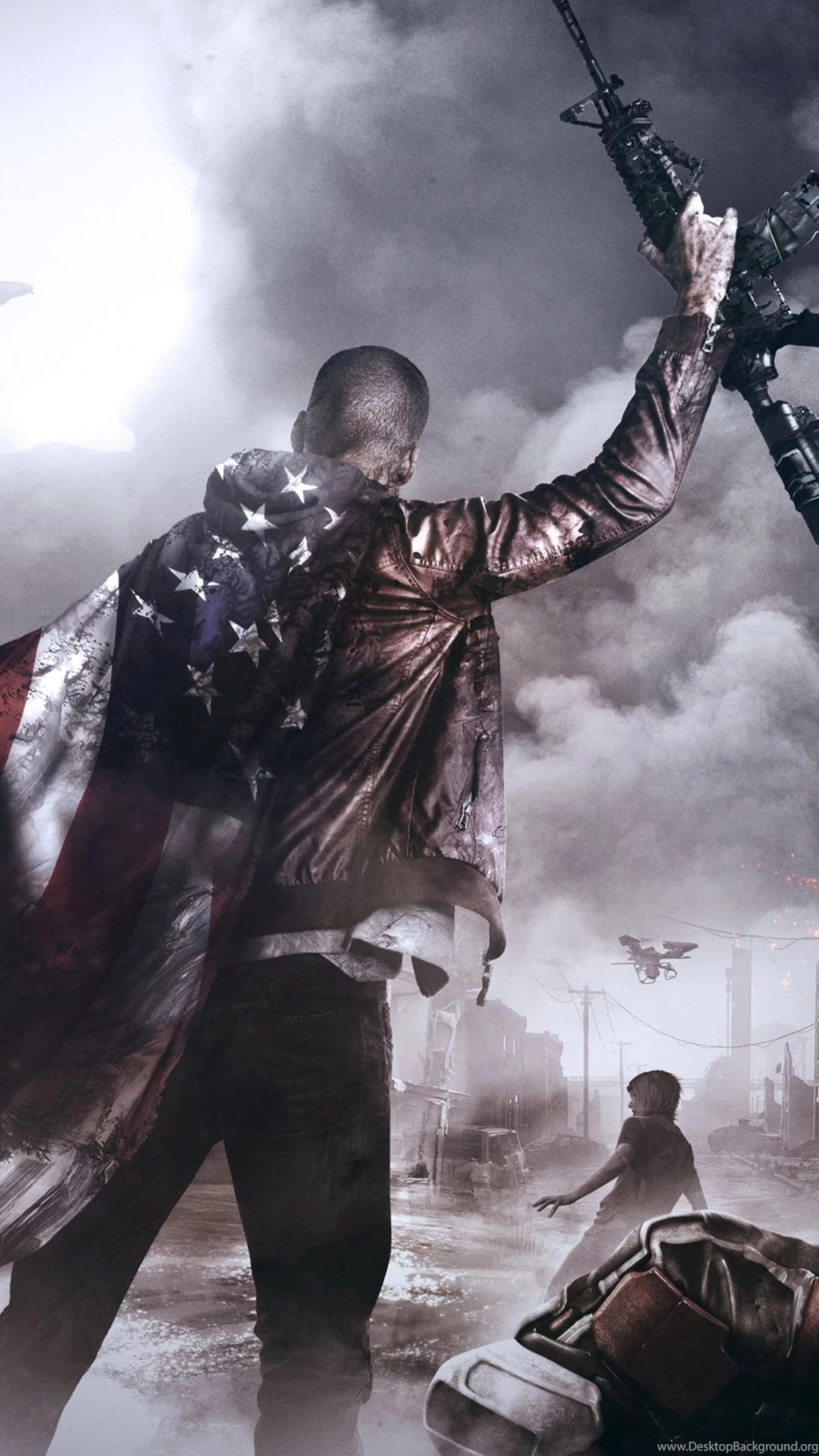 HD Backgrounds Homefront The Revolution 2016 Game US Flag Gun ...