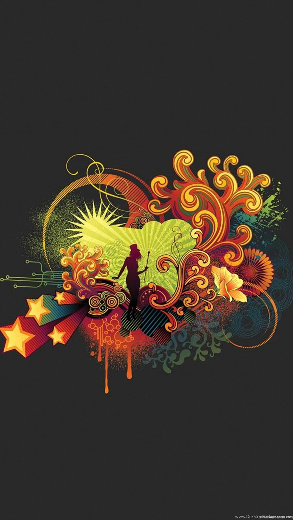 1080x1920 Star Music Flowers Line Abstract Wallpapers HD