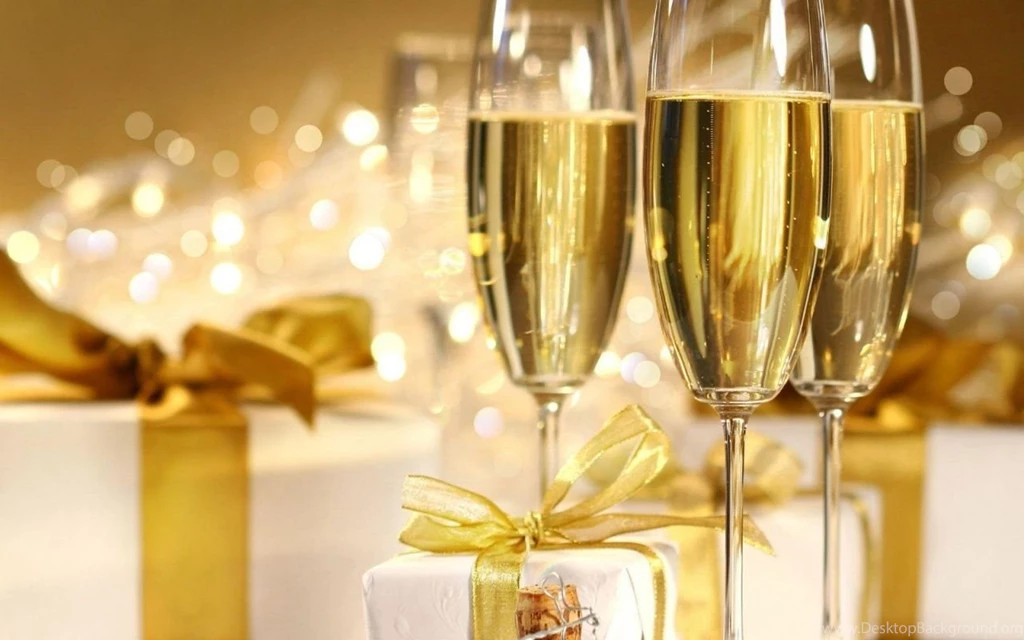 Download Wallpapers 1280x800 Gifts, Champagne, Wine Glasses, Cork ...