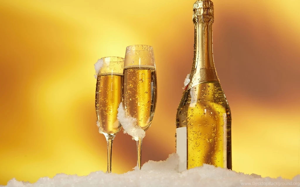Champagne Wine Glasses Bottle Snow Wallpapers