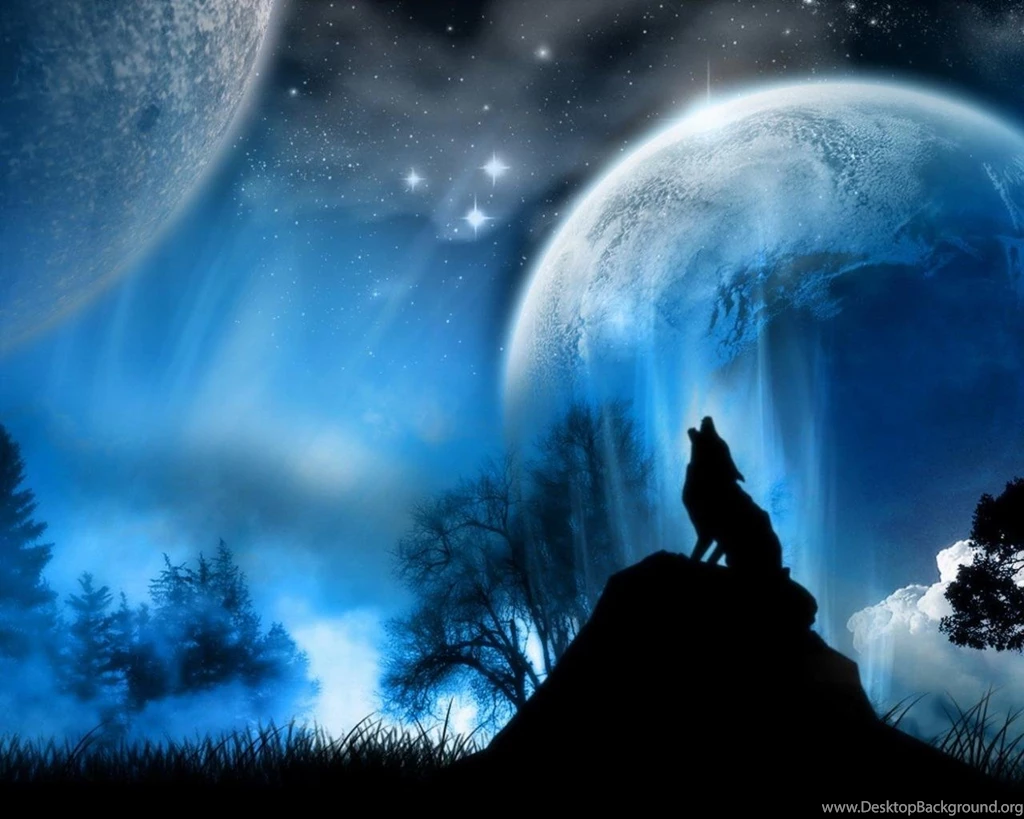 Space Trees Planets Glacier Wolves Awesome Artwork Fantasy HD ...