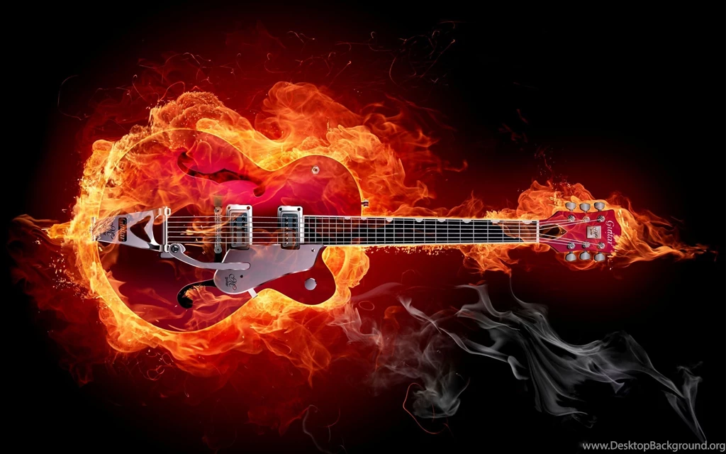 Awesome Hard Rock Music Fire Guitar Image Wallpapers