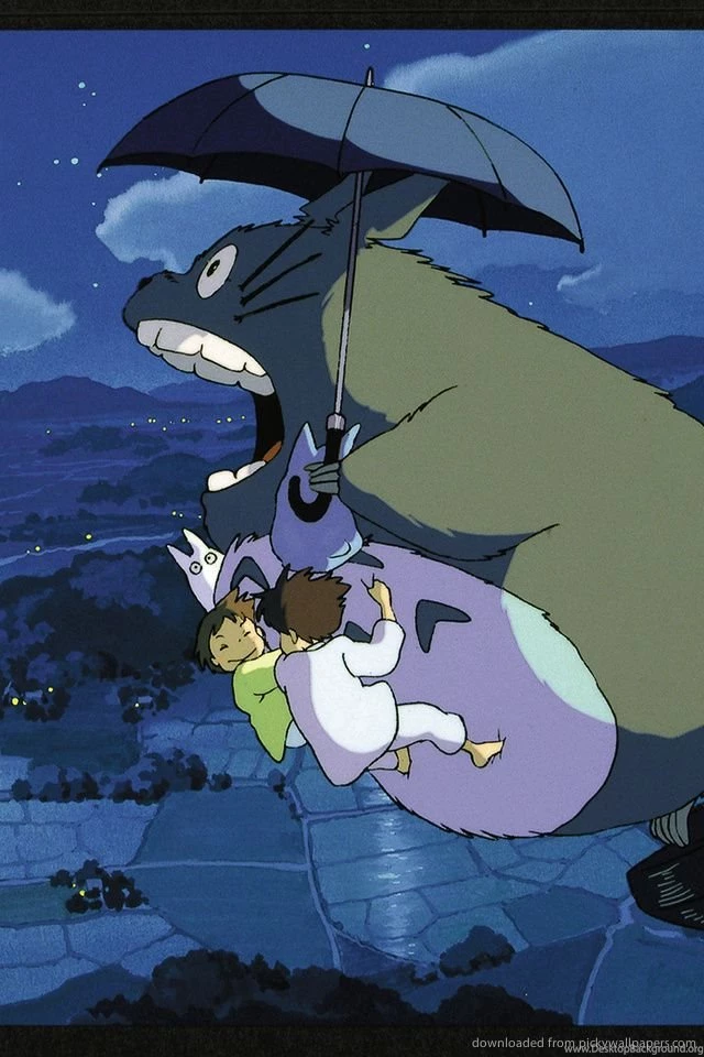 Download My Neighbor Totoro Flying Up Above Wallpapers For