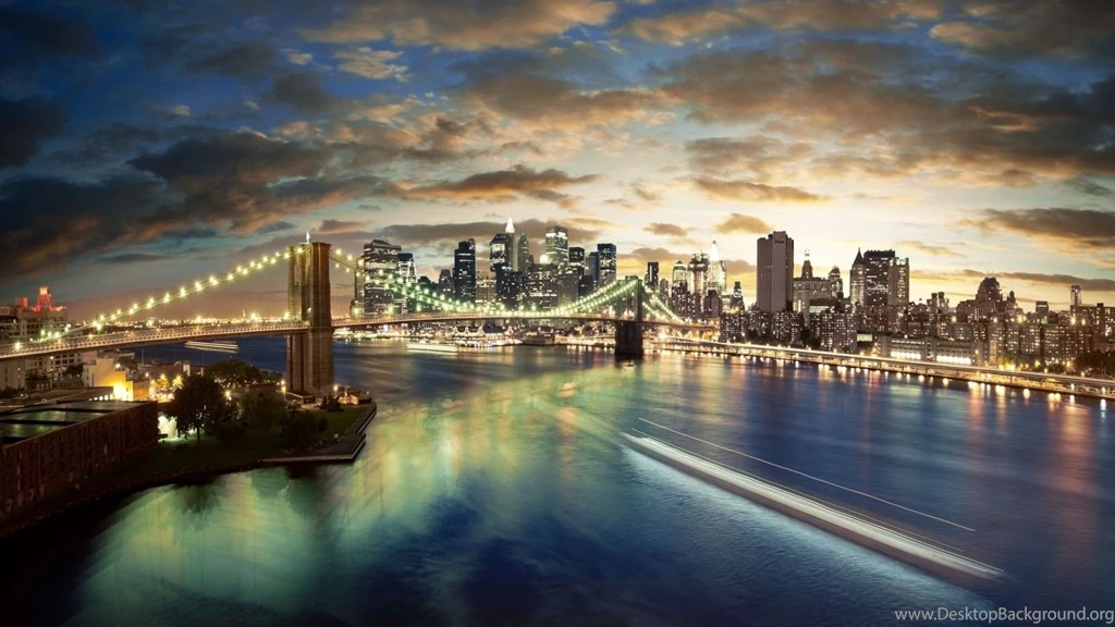 River Bridge Lights House Skyscrapers Wallpapers