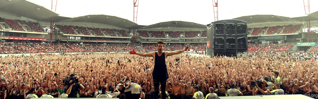 Download Wallpapers 3840x1200 30 Seconds To Mars, Scene, Stadium ...