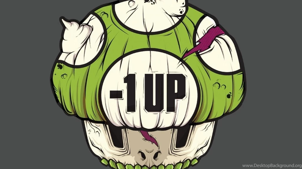 Super Mario Mushrooms Negative Game One Up! Wallpapers
