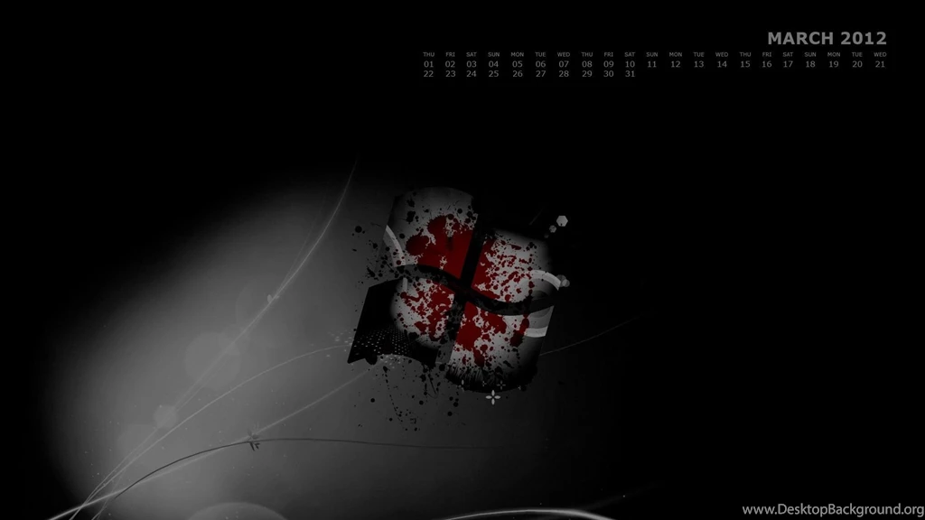 Windows 7 Gothic Edition, Themes, March, Calendar, 1920x1080 HD ...