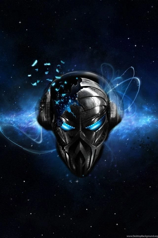 Download Wallpapers 640x960 Pirate Station, Skull, Headphones ...